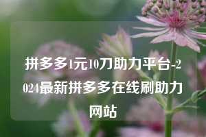 拼多多1元10刀助力平台-2024最新拼多多在线刷助力网站  第1张