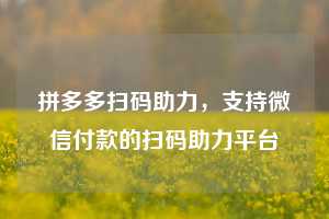 拼多多扫码助力，支持微信付款的扫码助力平台  拼多多扫码助力网 拼多多助力 拼多多助力平台网站 拼多多刷助力平台网站 拼多多助力平台网站在线刷 拼多多助力平台 第1张