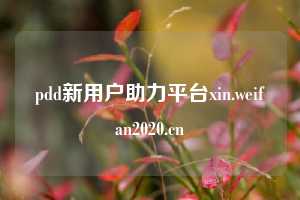 pdd新用户助力平台xin.weifan2020.cn  第1张