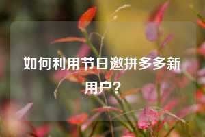 如何利用节日邀拼多多新用户？  拼多多助力 拼多多推金币 拼多多推金币助力 拼多多助力平台 拼多多助力项目 拼多多助力网站 赚钱项目 暑假赚钱项目 拼多多赚钱 第1张